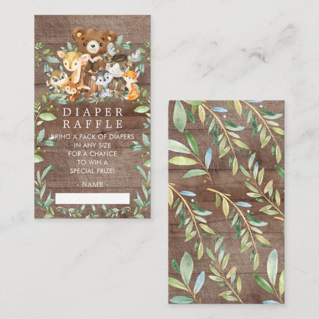 Cartão De Informações Bilhete de Chá de fraldas de Amigos da Woodland Ra (Frente/Verso)