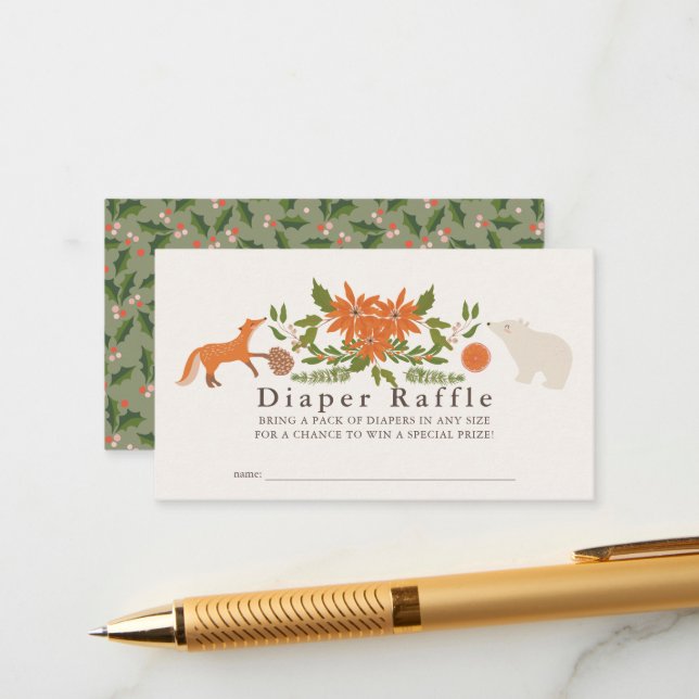 Cartão De Informações Bilhete de Chá de fraldas de Folhagem de inverno (Frente/Verso In Situ)