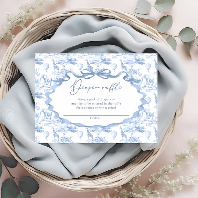 Cartão De Informações Bilhete de Fralda Animal Safari Azul Toile Raffle (Criador carregado)