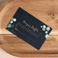 Bilhete de Fralda Azul Floral Eucalyptus Dourado