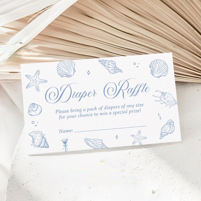 Cartão De Informações Bilhete de Fralda Costeira Azul Raffle (Criador carregado)