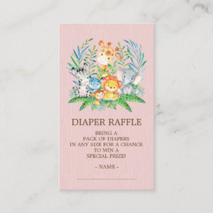 Cartão De Informações Bilhete de Fralda da Selva Safari Raffle