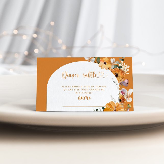 Cartão De Informações Bilhete de fralda de abóbora de parede floral (Criador carregado)