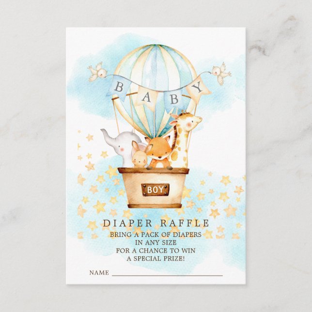 Cartão De Informações Bilhete de Fralda de Balão de Ar Quente Raffle (Frente)