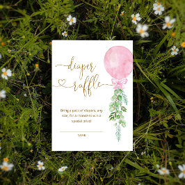 Cartão De Informações Bilhete de Fralda de Balão Rosa Elegante