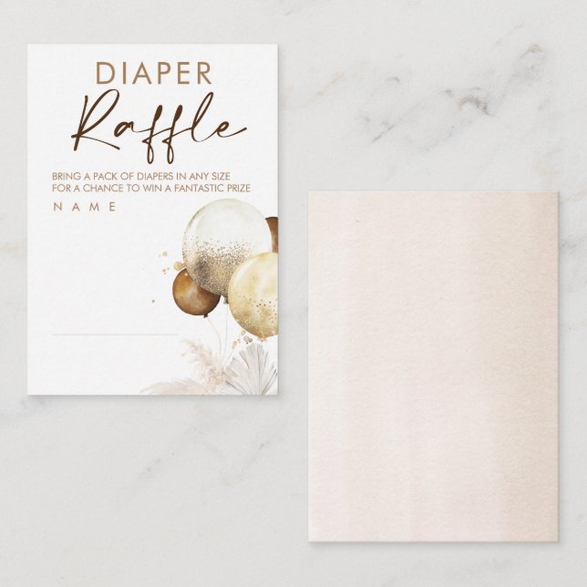 Cartão De Informações Bilhete de Fralda de Balões de Raffle (Frente/Verso)