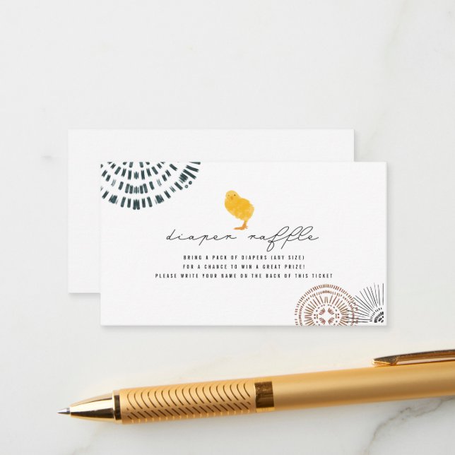 Cartão De Informações Bilhete de Fralda de Bebê Boho Raffle (Frente/Verso In Situ)