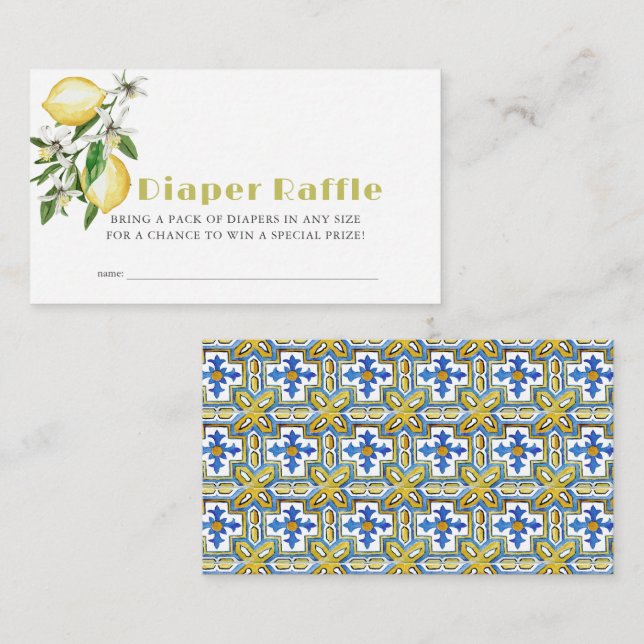 Cartão De Informações Bilhete de Fralda de Bebê-Lemon-Citrus (Frente/Verso)