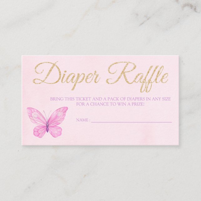 Cartão De Informações Bilhete de Fralda de Borboleta Raffle para Chá de  (Frente)