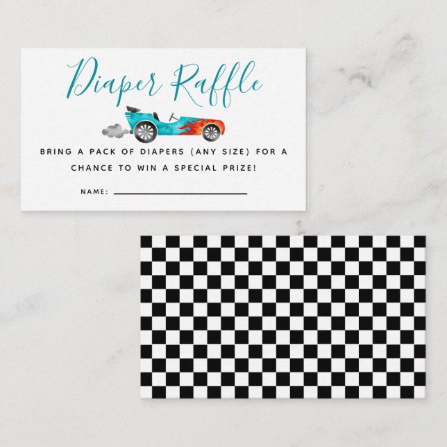 Cartão De Informações Bilhete de Fralda de Carro Azul Race (Frente/Verso)