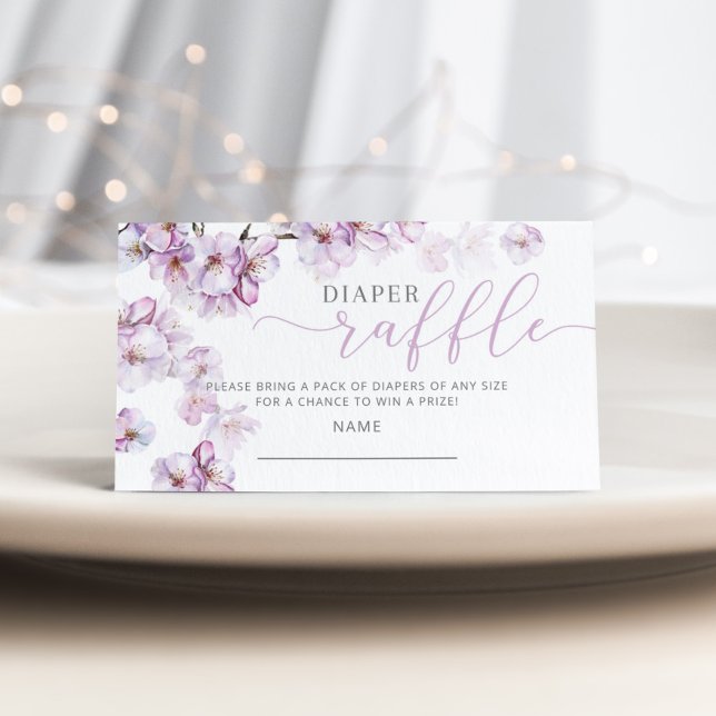 Cartão De Informações Bilhete de fralda de cereja com flor (Criador carregado)