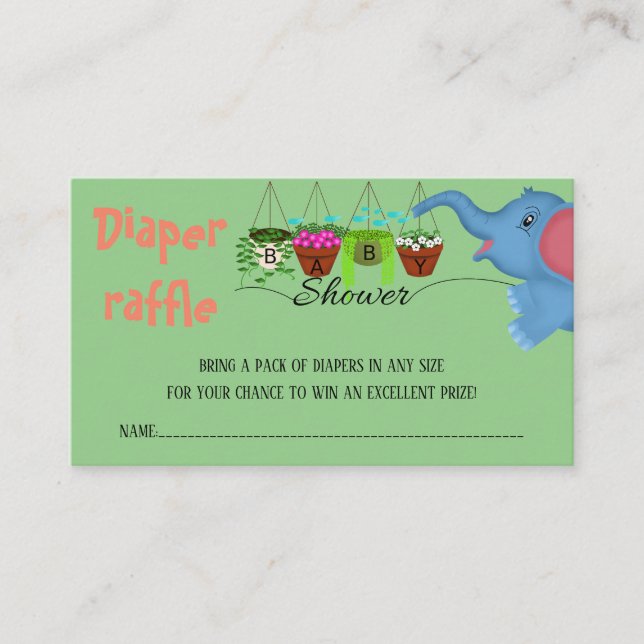 Cartão De Informações Bilhete de fralda de elefante azul (Frente)