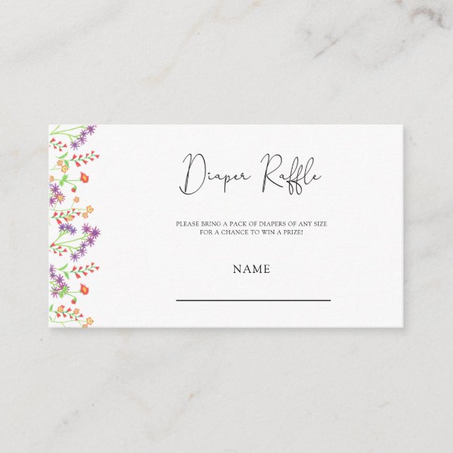 Cartão De Informações Bilhete de fralda de flor selvagem (Frente)