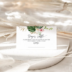 Cartão De Informações Bilhete de fralda de hibisco floral tropical