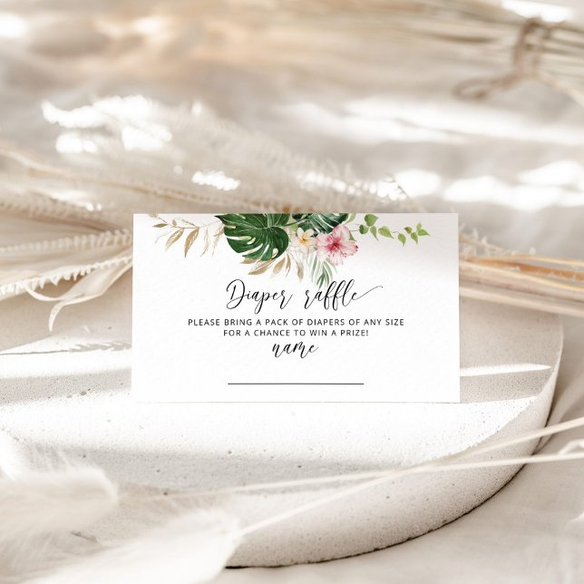 Cartão De Informações Bilhete de fralda de hibisco floral tropical (Criador carregado)