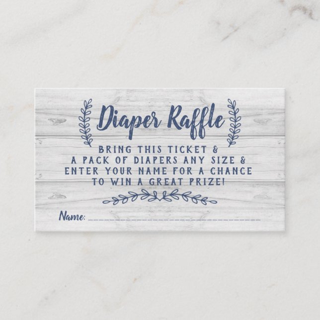 Cartão De Informações Bilhete de Fralda de Madeira russa Raffle, azul, C (Frente)