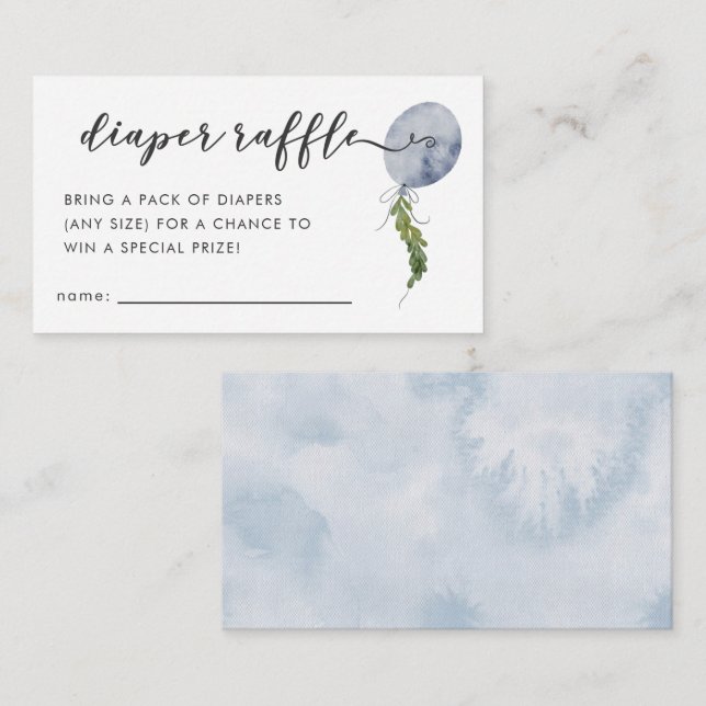 Cartão De Informações Bilhete de Fralda do Balão Azul Raffle (Frente/Verso)