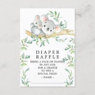 Cartão De Informações Bilhete de Fralda do Urso Koala Raffle