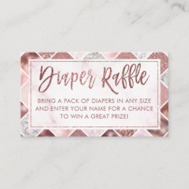 Cartão De Informações Bilhete de Fralda Dourada Raffle rosa