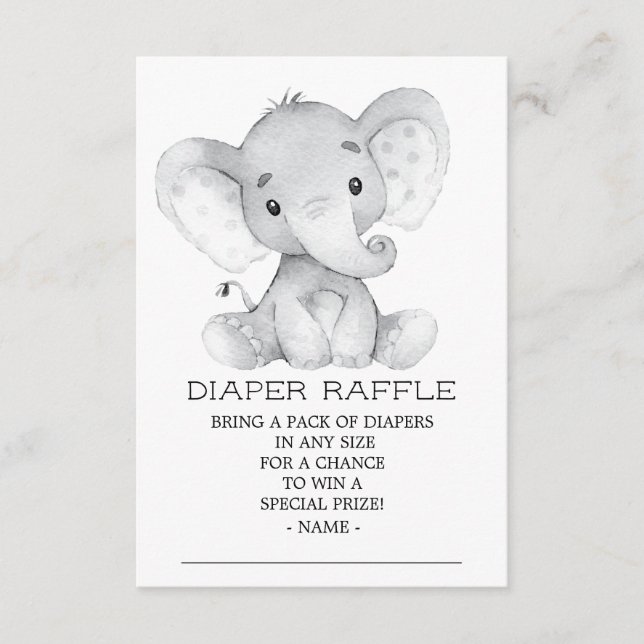 Cartão De Informações Bilhete de Fralda Elefante Raffle (Frente)