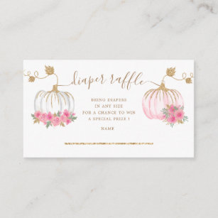 Cartão De Informações Bilhete de fralda floral cor-de-rosa-abóbora