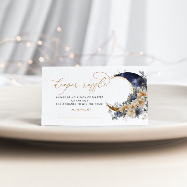 Cartão De Informações Bilhete de fralda floral de lua de ouro marinho (Criador carregado)