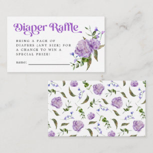 Cartão De Informações Bilhete de Fralda Floral Roxo