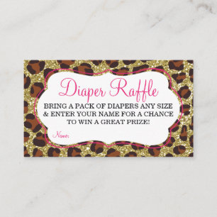 Cartão De Informações Bilhete de Fralda Raffle, Cheetah, rosa