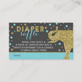 Cartão De Informações Bilhete de Fralda Safari Raffle, Aqua, Faux Glitte
