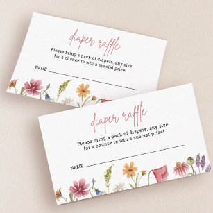 Cartão De Informações Bilhete de Pequeno Chá de fraldas de Flor Selvagem