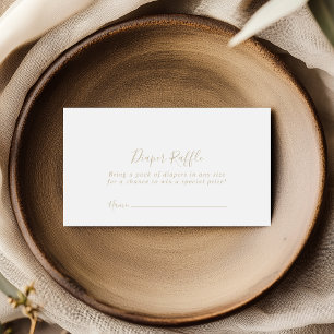 Cartão De Informações Bilhete de Raffle de Fralda Minimalista Dourada