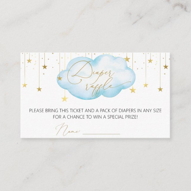 Cartão De Informações Bilhete de Raffle fralda, Lua e Placa de Gabinete  (Frente)