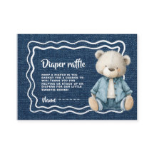 Bilhete de Rifa de Fralda Azul Rustica Bebê