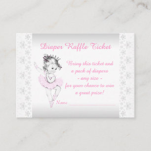 Cartão De Informações Bilhete de rifa de fralda de bailarina rosa