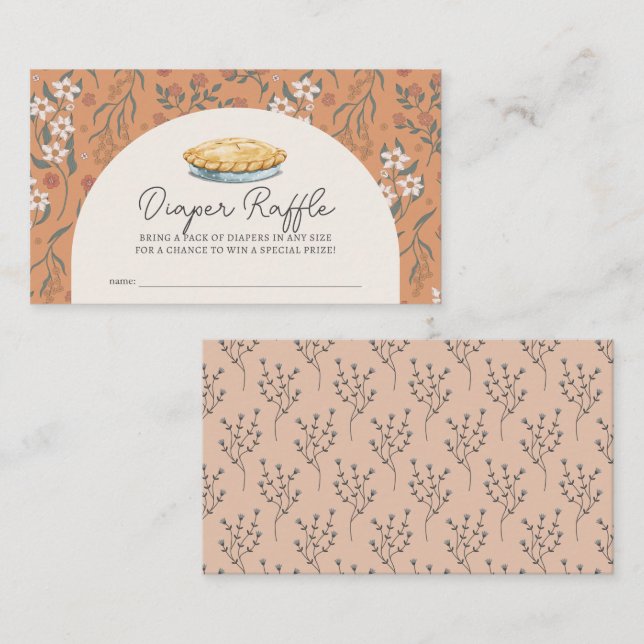 Cartão De Informações Bilhete de Rifa de Fralda de Bebê Floral Laranja C (Frente/Verso)