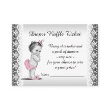 Bilhete de rifa de fralda de bebê menina vintage