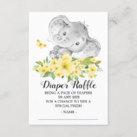 Bilhete de rifa de fralda de elefante de banho neu