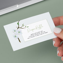 Cartão De Informações Bilhete de rifa de fralda floral azul para chá de 