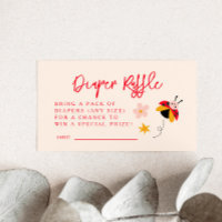 Bilhete de rifa de fralda floral da joaninha