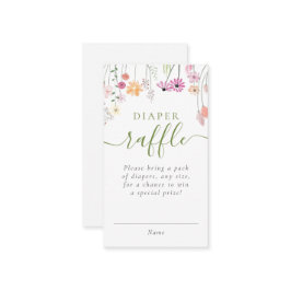 Cartão De Informações Bilhete de rifa de fralda para chá de bebê Wildflo