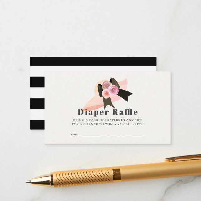 Cartão De Informações Bilhete de Rifa de Fralda Rosa de Chapéu Grande Es (Frente/Verso In Situ)