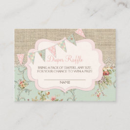 Cartão De Informações Bilhete de rifa de fralda Shabby Rustic Country Ch