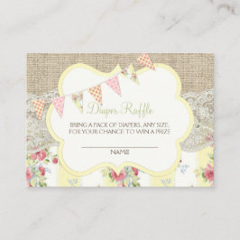 Cartão De Informações Bilhete de rifa de fralda Shabby Rustic Country Ch