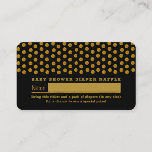 Cartão De Informações Bilhete de Rifa de Fraldas com Pontos Preto e Dour