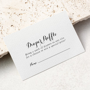 Cartão De Informações Bilhete de Rifa de Fraldas de Caligrafia Moderna