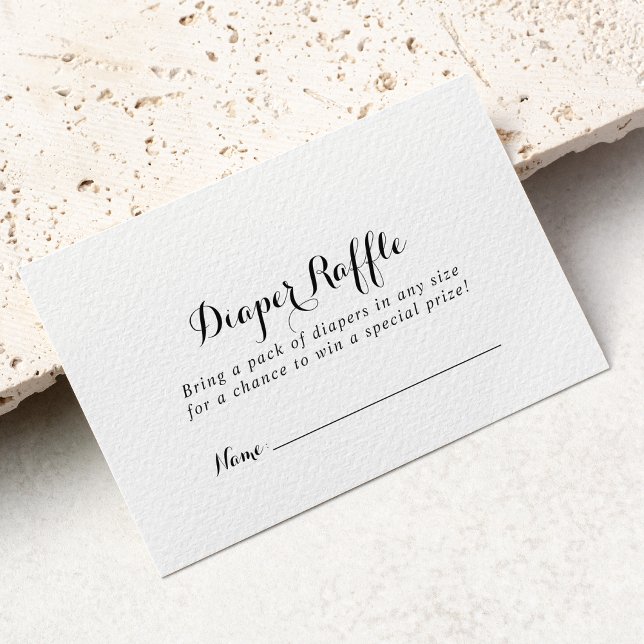 Cartão De Informações Bilhete de Rifa de Fraldas de Caligrafia Moderna (Criador carregado)