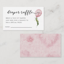 Bilhete de rifa de fraldas para chá de bebê com ba