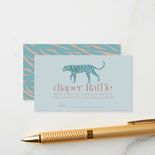 Cartão De Informações Bilhete de Rifa de Fraldas para Chá de Bebê Tigre  (Frente/Verso In Situ)