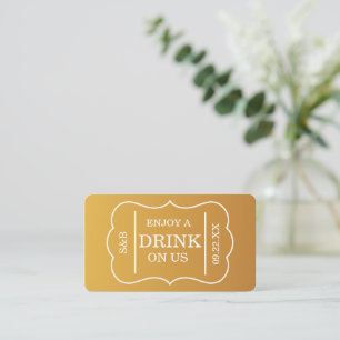 Cartão De Informações Bilhete Dourado Estilo "Aproveite uma Bebida Conos