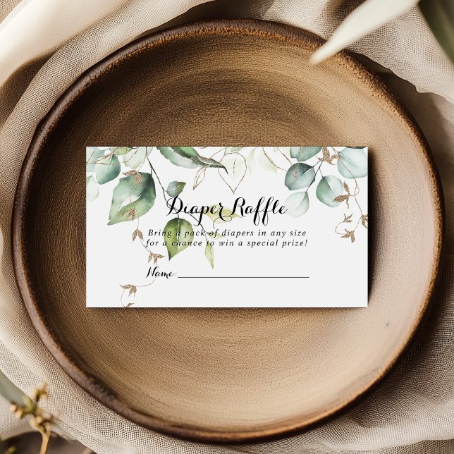 Cartão De Informações Bilhete Elegante Dourado da Fralda Verde Raffle (Criador carregado)